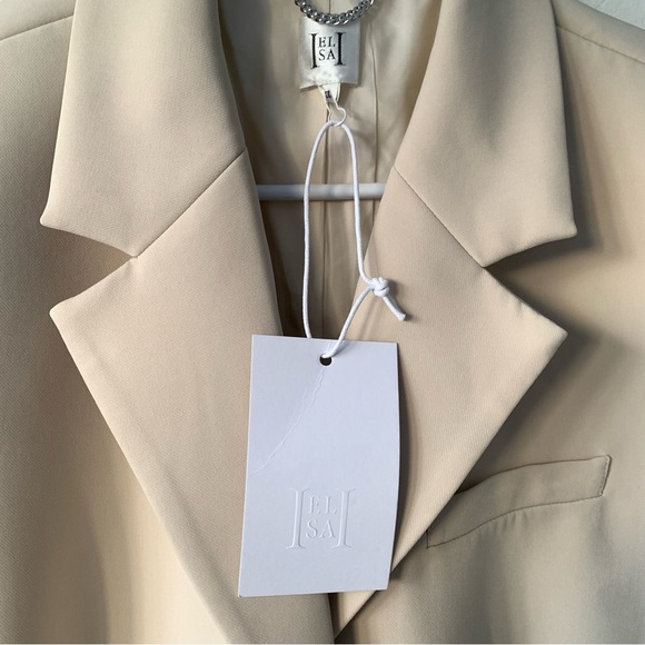 NWT Helsa Recycled Twill S Curve Jacket Blazer Fitted Hourglass Light Khaki Tan - Picture 12 of 14